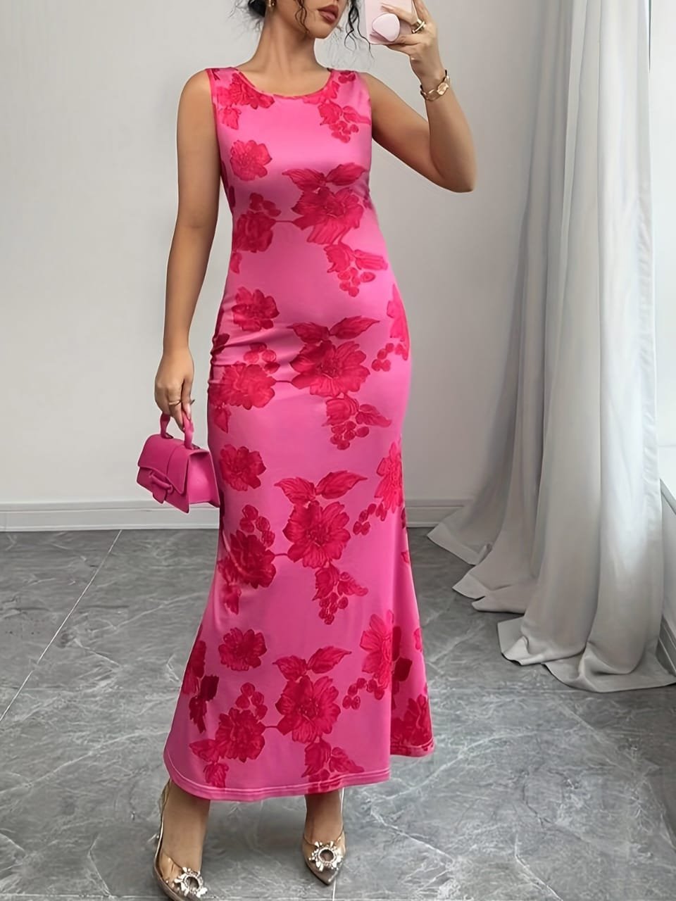 VESTIDO ROSAS FLUOR